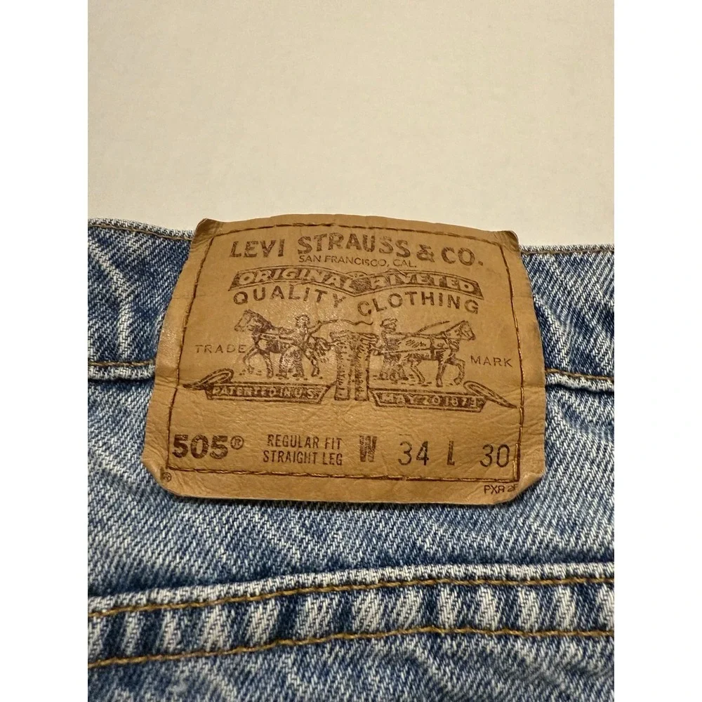 Vintage Levis 505 34x30 Orange tab 505 jeans faded denim‎ blue 80s 90s
